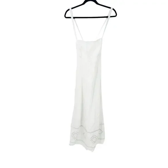 embroidered eyelet tie-back cami midi dress Madewell Embroidered eyelet tie-back cami midi dress in White Size 12